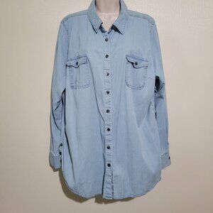 D & CO Light Blue Button Down Denim Shirt